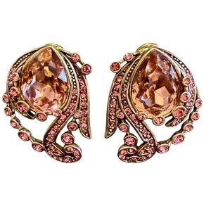 Authentic Signed Heidi Daus Romantic Pink Crystal Earrings